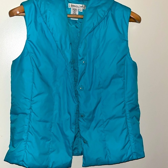 Coldwater Creek Puffy Turquoise Vest US 8 - Picture 4 of 7